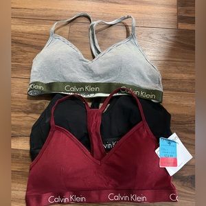 Three Calvin Klein bralettes
